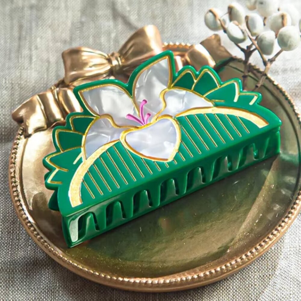 Flower Magnolia Acrylic Mulan Disney Princess Comb Claw Hair Clip - Picture 2 of 2